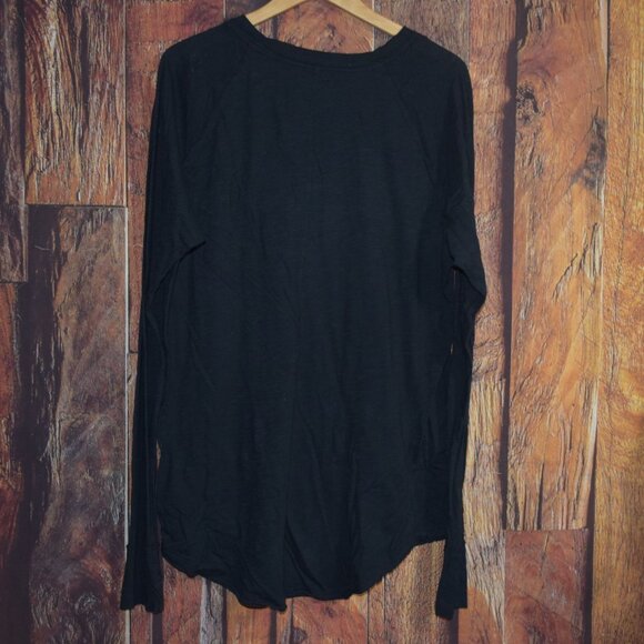 FREE PEOPLE WE THE FREE Women's Sz L Black Long Sleeve Tunic Shirt Top - Picture 6 of 6